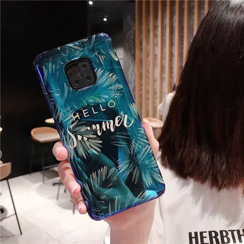 Роскошный чехол для телефона Honor20i P20 Pro с зелеными розовыми листьями Стильный