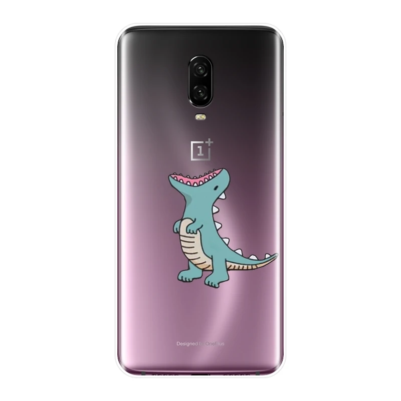 Задняя крышка для OnePlus 6 6T 5 5T 3 3T силиконовый мягкий мультяшный чехол с динозаврами