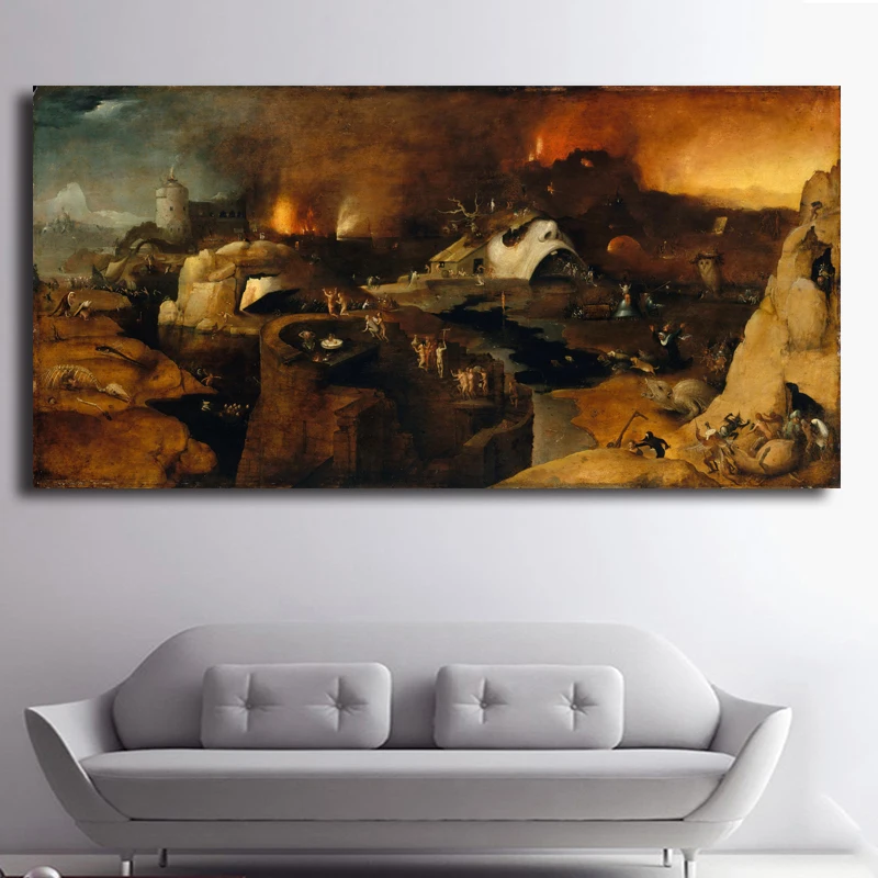 Сад земного восхищения и преисподней от Hieronymus Bosch, Картина на холсте, настенные художественные картины для гостиной, Куадрос, домашний декор