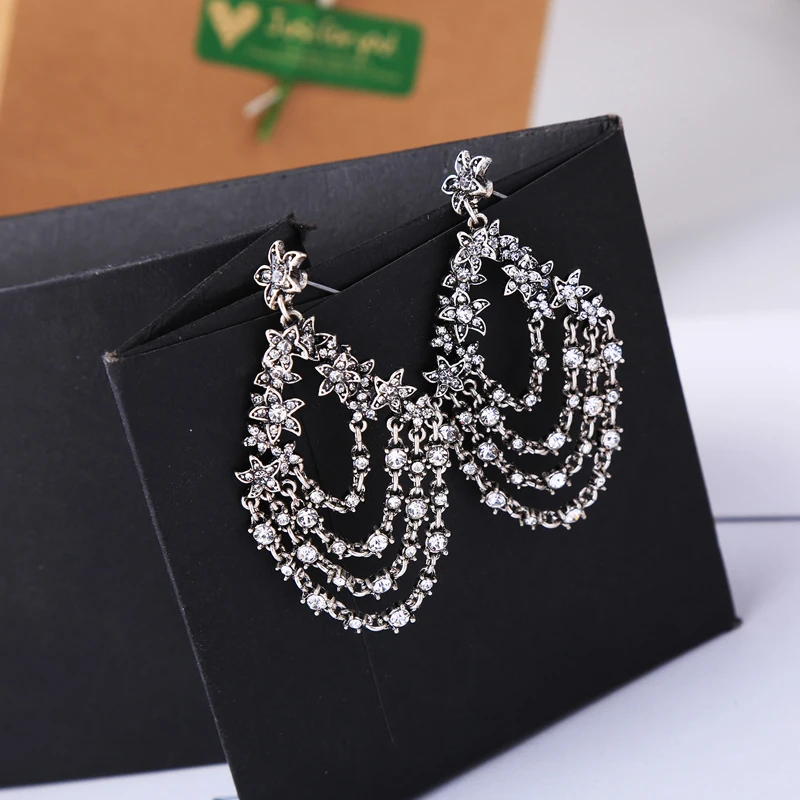 KISS ME Chic Crystal Flower Wedding Earrings for Women 2018 Party Fashion Big Chandelier Drop Earrings Luxury Costume Jewelry images - 6