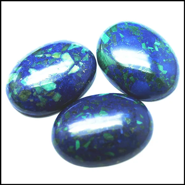 

3pcs nature blue stone cabochons no hole oval shape semi precious stone cabs size 30x40mm