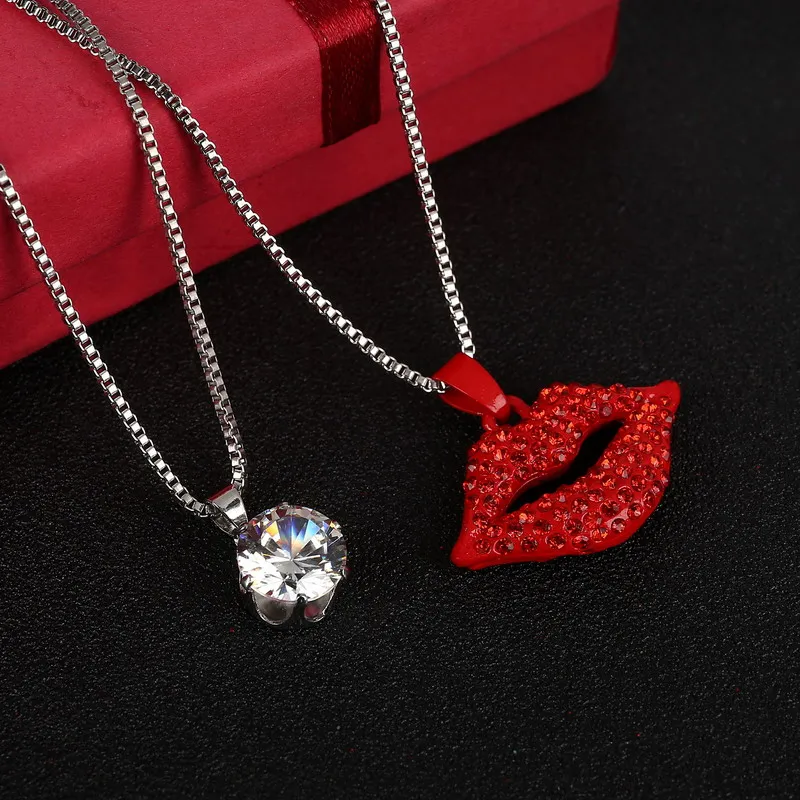Женское ожерелье с подвеской в виде красных губ|necklace costume jewelry|jewelry necklace displaynecklac |