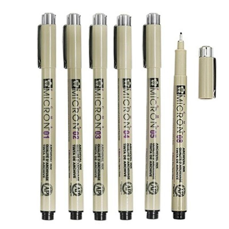 6 шт./лот SAKURA ручка Pigma micron набор водонепроницаемых черных чернил для рисования карандаш эскиз маркер ручка Dessin 01 02 03 04 05 08 Tekenen