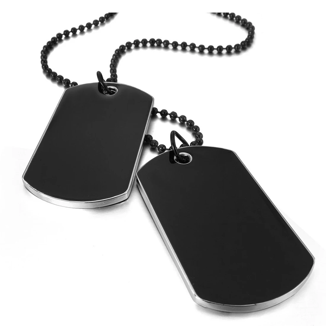 2 шт. сплав подвески ожерелья черный армейский Стиль название двойной Dog Tag