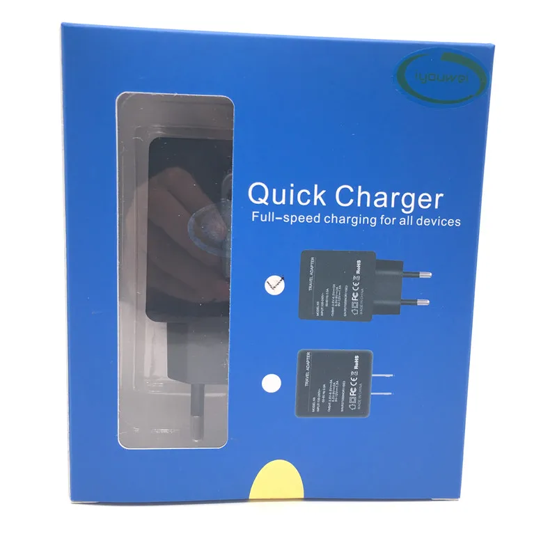 Iyouwei EU plug 18W Quick Charger QC3.0 Traval Wall Fast USB for cellphones tablets (Micro Or Typc C Cable free) | Мобильные