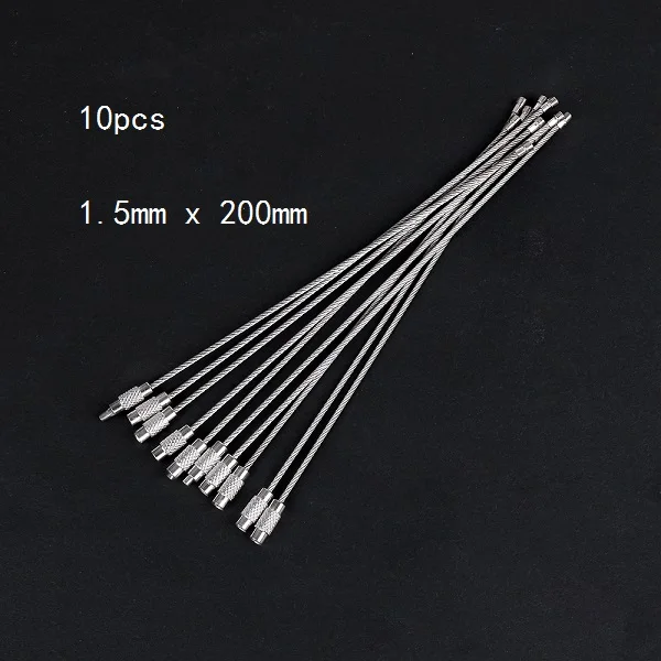 1.5x200mm 10 шт. EDC проволока из нержавеющей стали брелок колцо для ключей брелок круг Веревка кабель петля открытый чемодан для поездки в лагерь тег винт устройство блокировки#2 - Цвет: 1.5x200mm