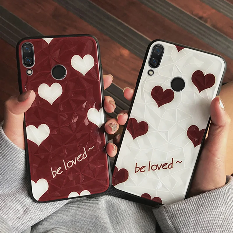 Tfshining Diamond Glass Cute Phone Case For Huawei P20 Lite Pro Mate 20 Honor 8X Nova 3 3i 4 Geometric Hard Cover |
