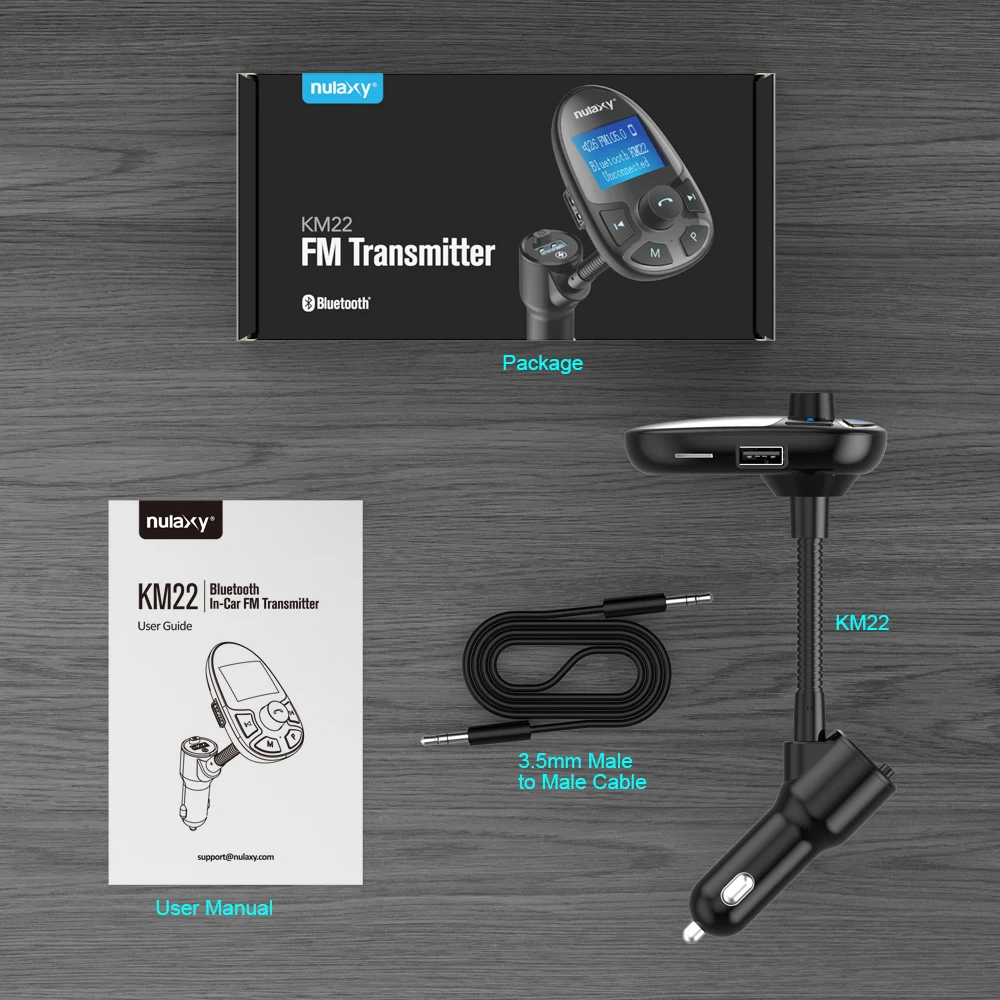 Nulaxy Bluetooth FM Transmitter Fast Charging Modulator Car MP3 Player Wireless InCar Radio Adapter Kit With Power On/Off | Автомобили и