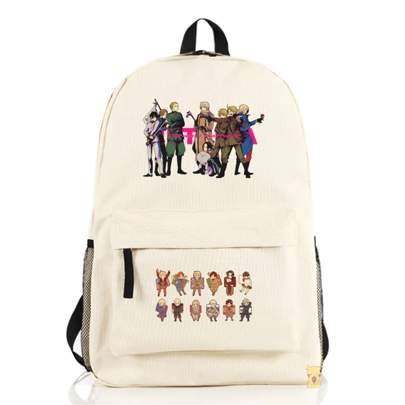 

Fashion Axis Powers Hetalia Cartoon Backpack Unisex Boys Girls Shoulders Bag APH Cosplay Student Schoolbag Free Shipping