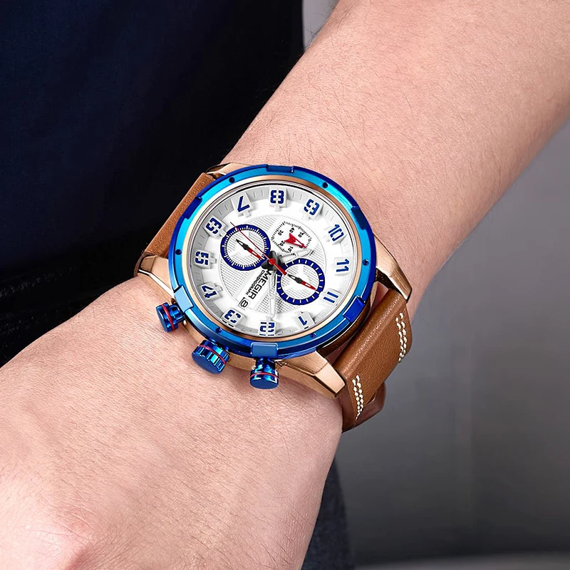 Часы наручные MEGIR Мужские кварцевые брендовые модные спортивные армейские в