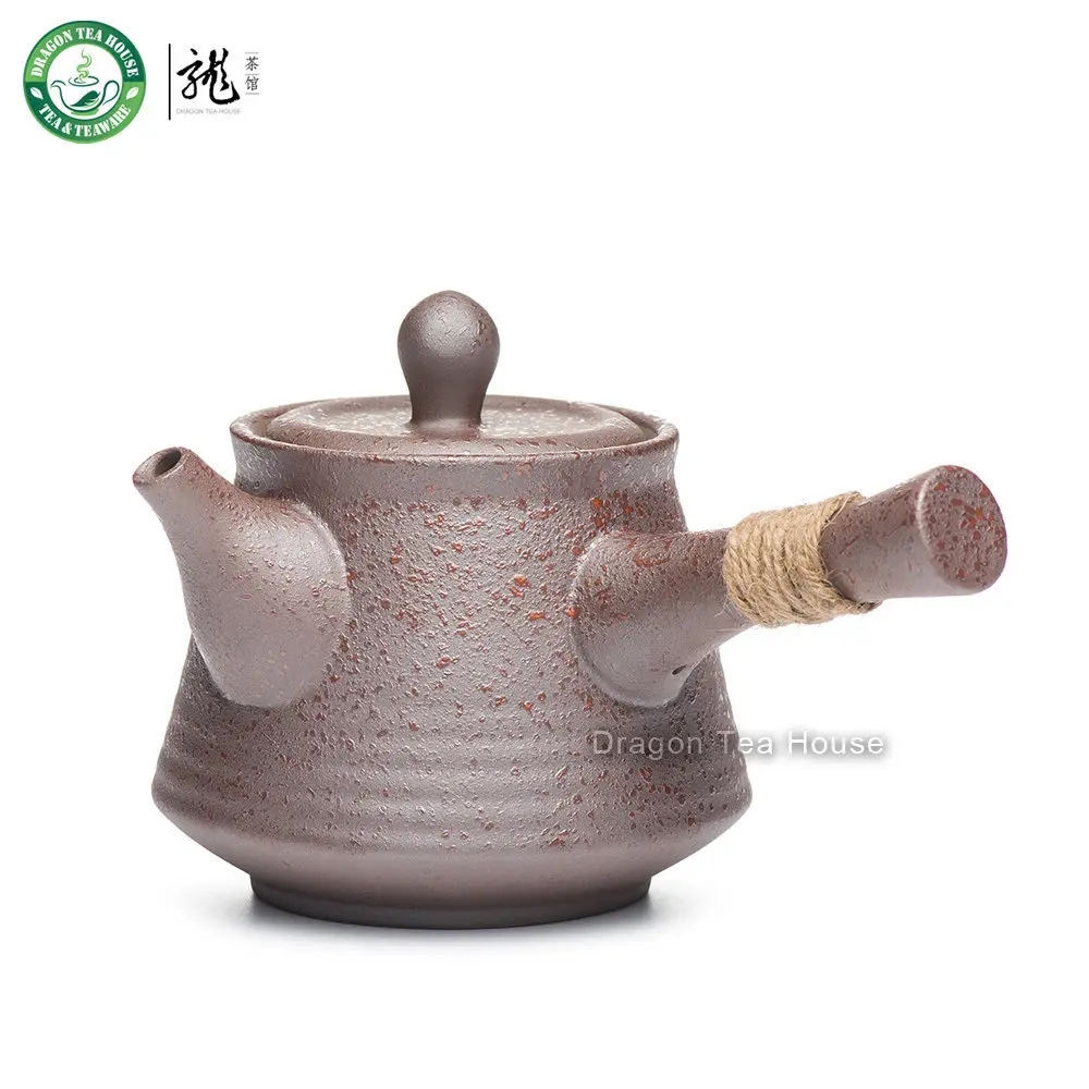 Коричневый керамический чайник Kyusu в японском стиле с боковой ручкой и