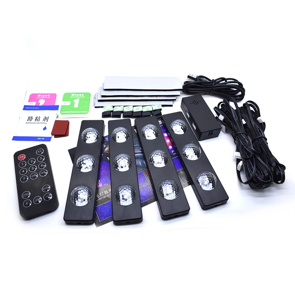 4x 3LED Car Interior Decor Lamp Light 12V Glow Charge 4 IN 1 Decorative Atmosphere car accessories for bmw e90 | Автомобили и