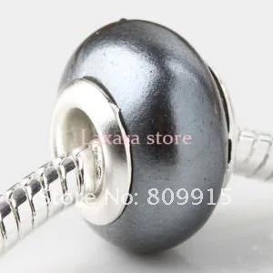 30 шт./лот Посеребренная Темно Серый Smooth Shell Шарм Бисера Браслет Fit AB771 5|beads fit|beads