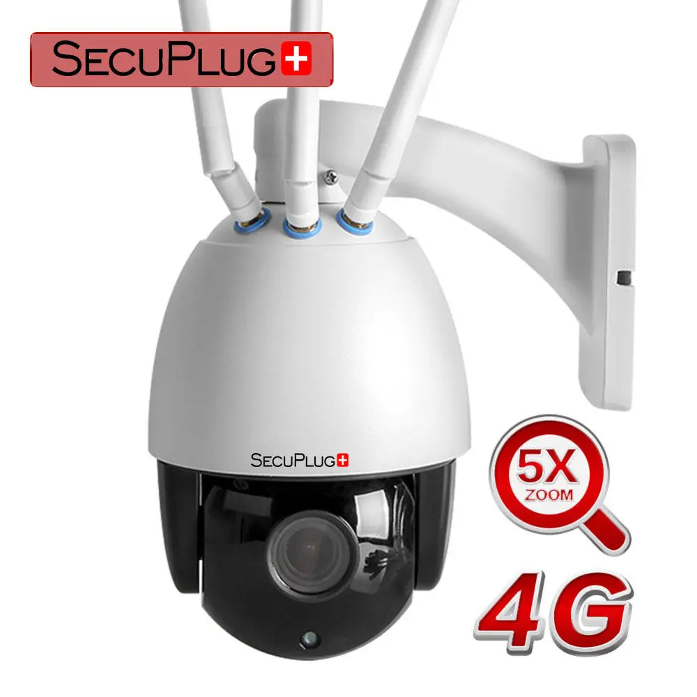 Наружная купольная IP-камера видеонаблюдения с SIM-картой 4G PTZ HD1080P 5-кратный зум