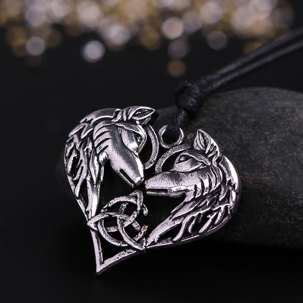 Fishhook Двойной Волчья Голова сердце животное Ирландский Узел викинга Винтаж