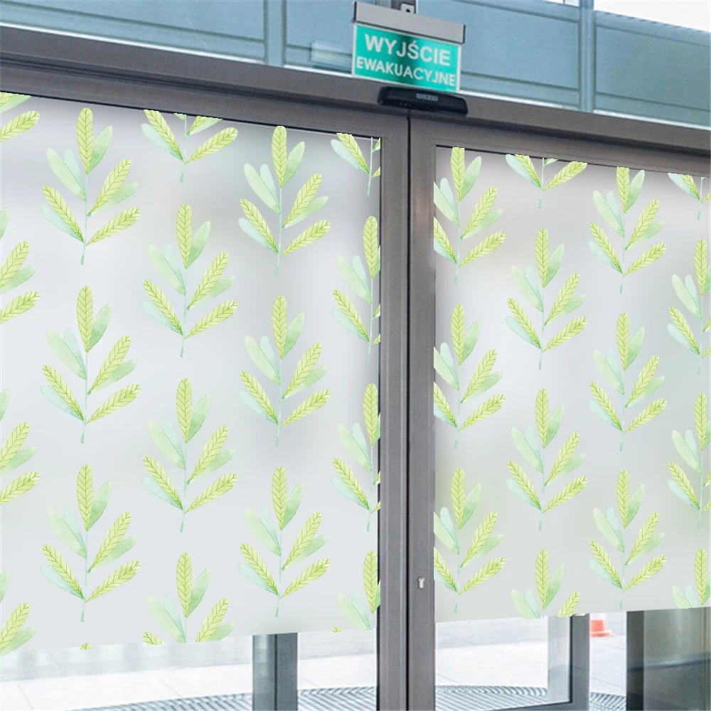 Green leaves Privacy self adhesive Window Film Opaque Sticker PVC wall Sliding Door Bathroom window glass stickers AA51 | Дом и сад