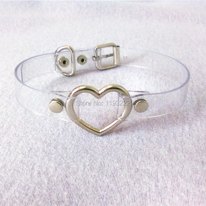 Ожерелье чокер Kawaii в стиле панк с прозрачным виниловым сердцем Очаровательное