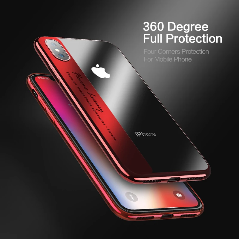 Мягкий прозрачный чехол FLOVEME для iPhone X 7 8 6 6s Plus с золотым покрытием полная задняя