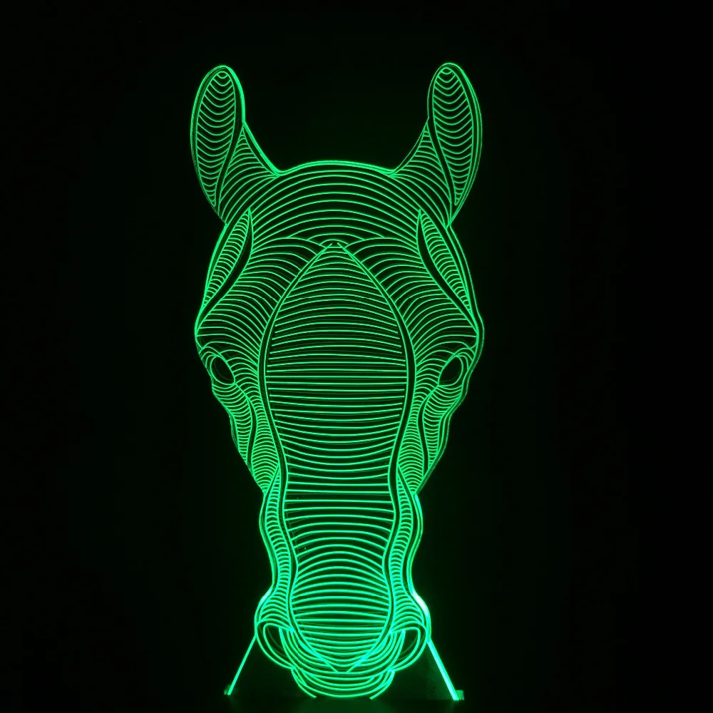 Luminaria 3D животное маленькая лампа в форме лошадиной головы 7 видов цветов