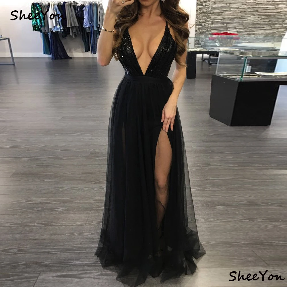 SheeYon Для женщин вечерние банкетные клуб платье блестки марлевые Spangled шифон
