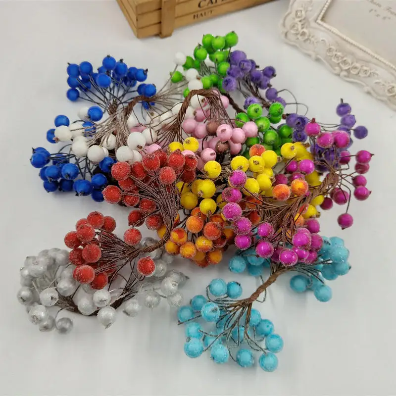 Simulado flor DE frutas cereja DIY coroa flores com pulso corsage decoracao caixa doces doces18 шт. | Дом и сад