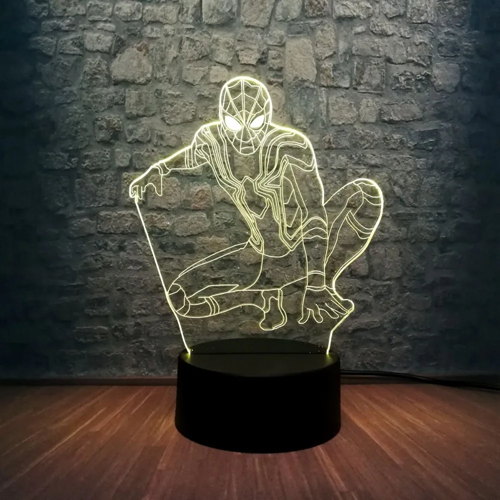 Хит фигурка Marvel Человек-паук экшн герой человек 3D Светодиодная лампа