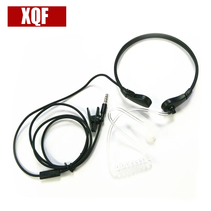 XQF 10PCS  1 Pin 3.5mm Throat MIC Headset Covert Air Tube Earpiece for Phone Mobile Phone black