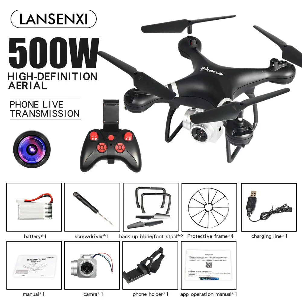 Black 500W WiFi EBOYU LF608 2,4 ГГц Радиоуправляемый Дрон 1080P Wifi FPV HD камера удержание высоты один ключ возврат/посадка/взлет Безголовый Радиоуправляемый квадрокоптер Дрон - Цвет: Black 500W WiFi