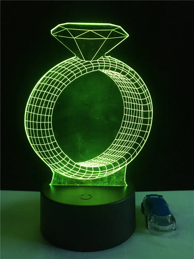 Ромбовидное кольцо форма 3D иллюзия ночник USB RGB цвета Изменение сенсорный стол