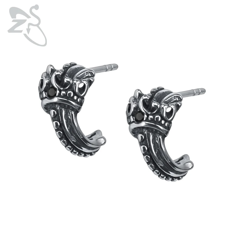 Tentacle-Black ZS панк-рок 316L серьги-гвоздики из нержавеющей стали для мужчин 2 шт. хип-хоп серьга с черепом с красным CZ камнем мужские байкерские готические ювелирные изделия - Окраска металла: Tentacle-Black
