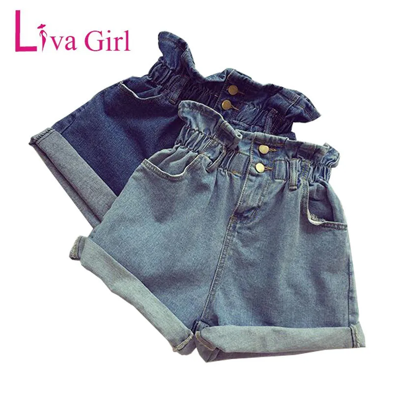 Liva Girl Feminino повседневные женские джинсовые шорты на пуговицах Летние Ретро