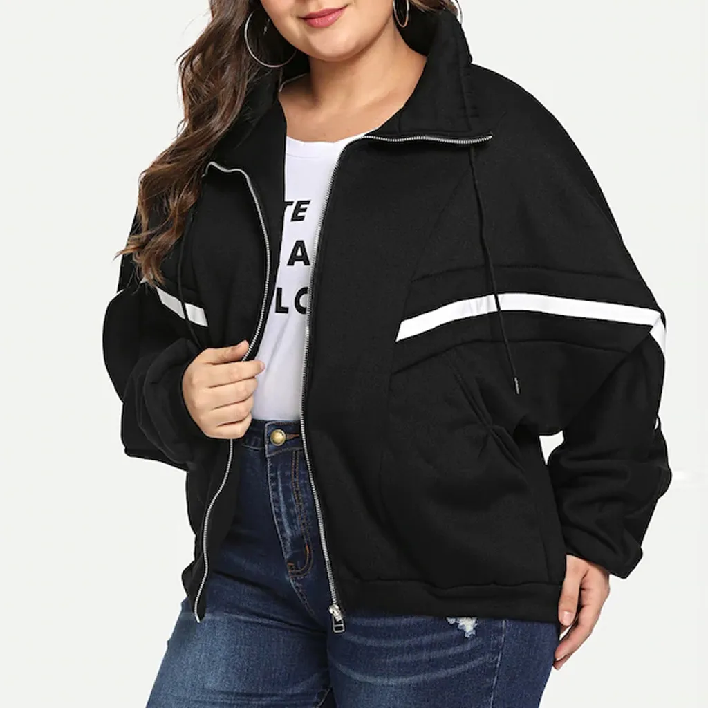 Женское пальто большие размеры свободная спортивная куртка с длинными рукавами