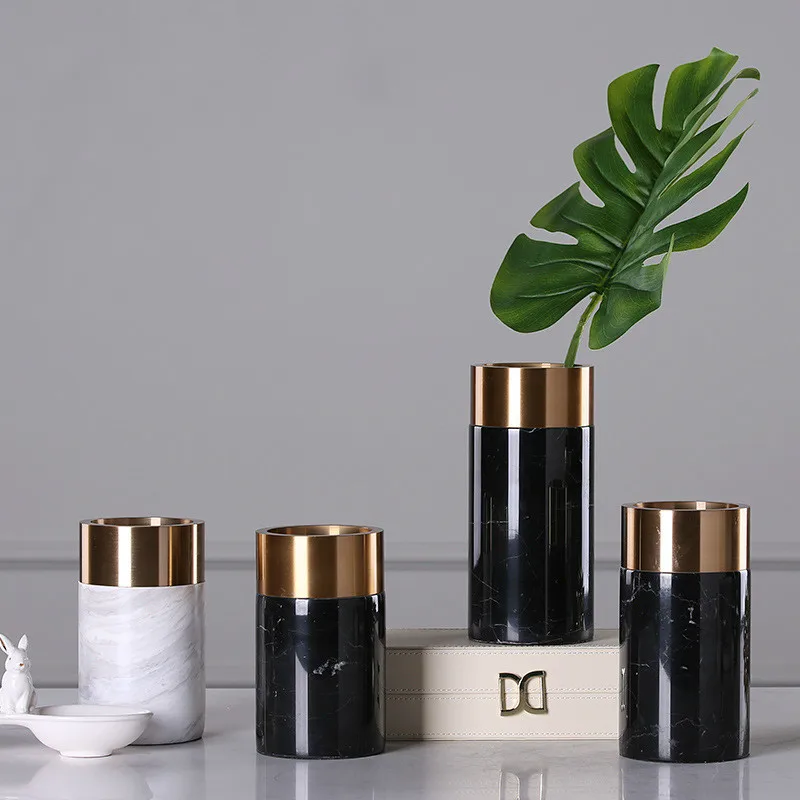 Мраморная ваза Европейский неоклассический металл Декоративная композиция из