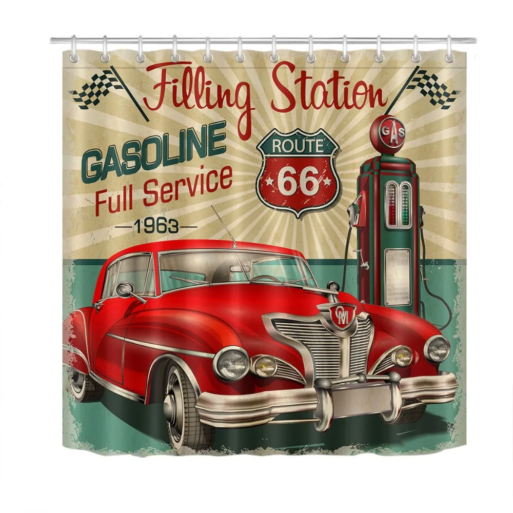 Заправочная Станция ретро постер винтажный Route 66 Душ занавес s ванная комната