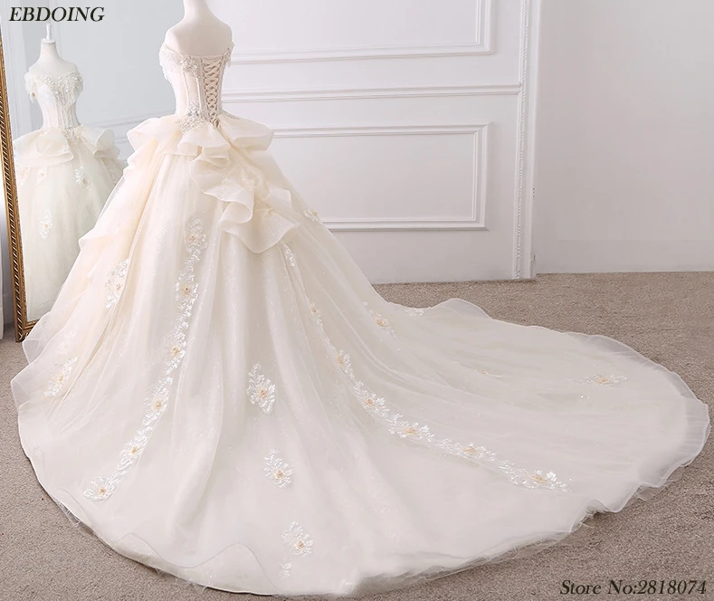 Veatidos De Novia Real Photos A-line Wedding Dress Short Sleeves Boat Neck Lace Up Plus Sizes Chapel Train With Lace Beaded