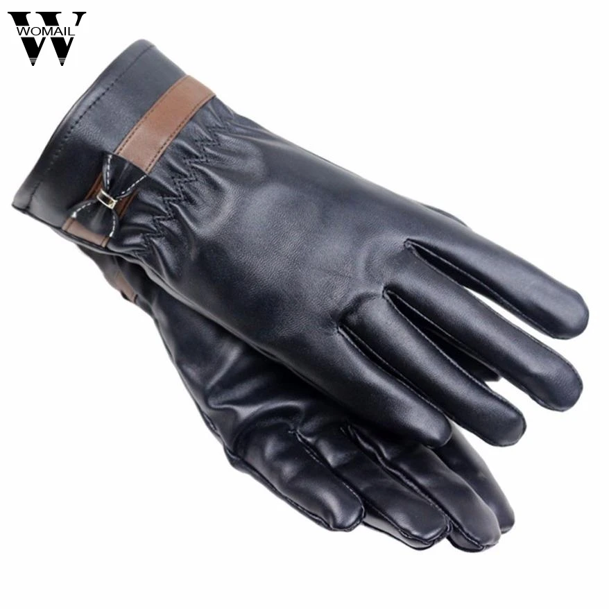 2017 перчатки высокого качества женские зимние кожаные с узлом бабочкой теплые