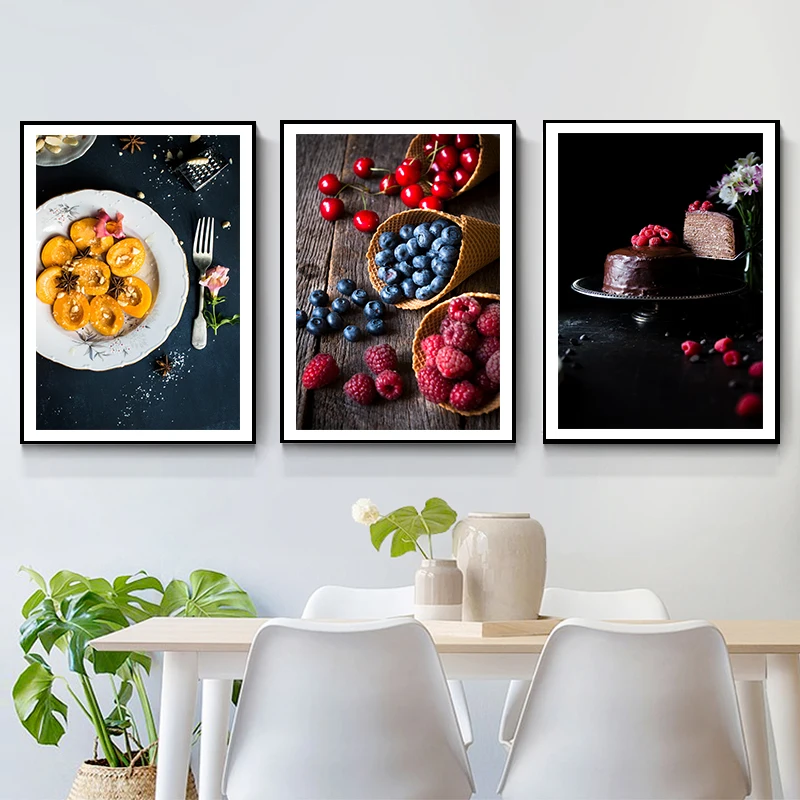 Nordic Style Dessert Fruit Photography Canvas Painting Posters Print Modern Wall Art Pictures For Dinning Room Decor | Дом и сад