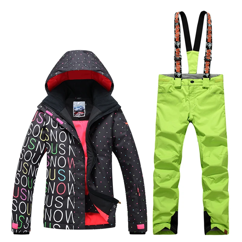 Зимний женский Новый лыжный костюм GsouSnow водонепроницаемая теплая дышащая одежда