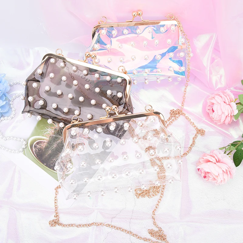 Модная прозрачная ПВХ женская сумка-мессенджер для девочек маленькая цепочка