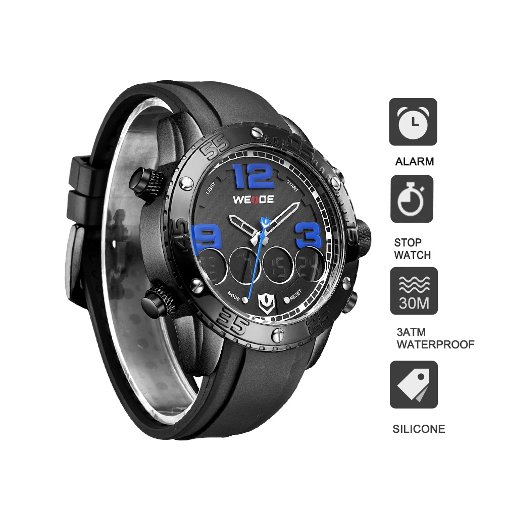 WEIDE Аналоговый Мужские часы лучший Роскошные брендовые водонепроницаемые