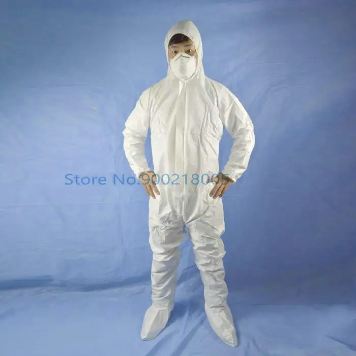 

5Pcs Safety Clothing Chemicals Disposable Protective Clothing Hooded Suit Anti-Particle/Noxious Liquid Chemical Splash