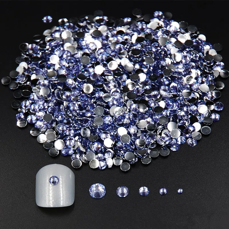 Смешанные размеры 2000 шт светлые Аметистовые цвета Стразы для ногтей акриловые