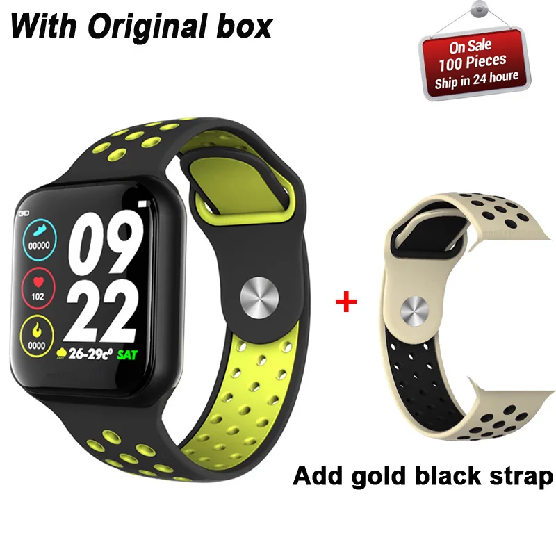 green add gold strap Новейший F8 Bluetooth Смарт часы монитор сердечного ритма Смарт-браслет экран шаги расстояние калории спортивные наручные часы - Цвет: green add gold strap