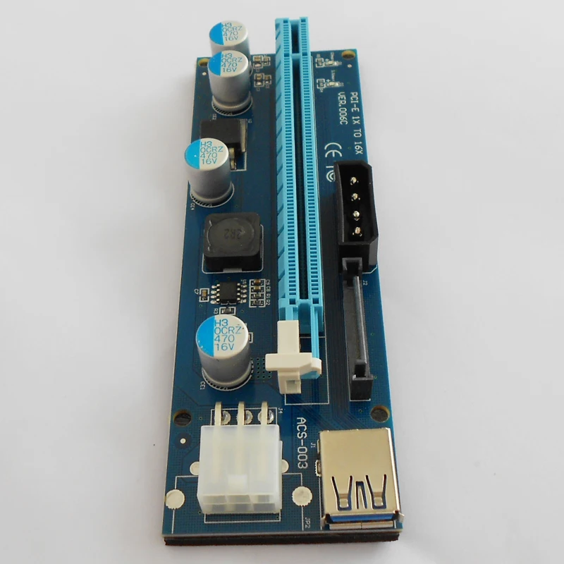 3 в 1 4pin 6pin SATA PCI E карта Riser USB 0 LED 60 см Express 1x до 16x PCIE для майнинга