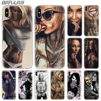 silicone soft cases for iphone 12 11 pro x xs max xr 6 6s 7 8 plus 5g mini se 2020 sexy sleeve tattoo girl cover cool bag
