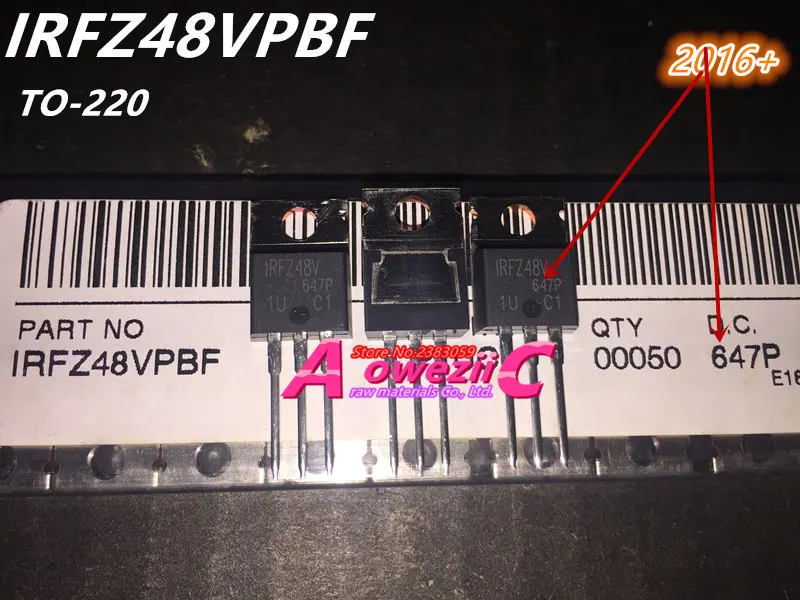 Aoweziic 100% новый импортный оригинальный irfz48vpf IRFZ48V TO-220 MOS FET 60V 72A | Электроника