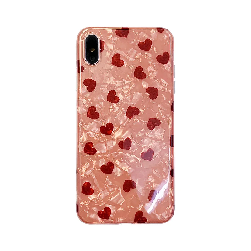 GlamPhoneCase Pink Fritillaria Small Love Heart Phone Case For iPhone XS Max XR 8 8plus 7 7plus 6/6S Plus Soft TPU Back Cover |