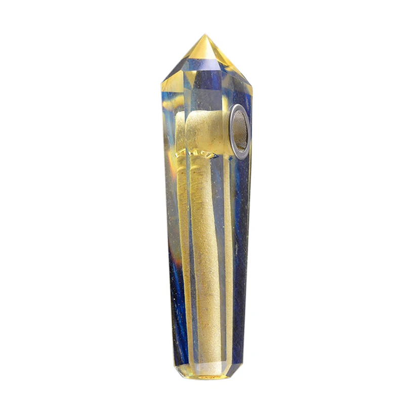Yellow Stone Натуральный кварц курительная трубка Кристалл Камень обелиск палочка ТОЧКА сигары трубы для курения Исцеление с металлическим фильтром 1 шт - Цвет: Yellow Stone