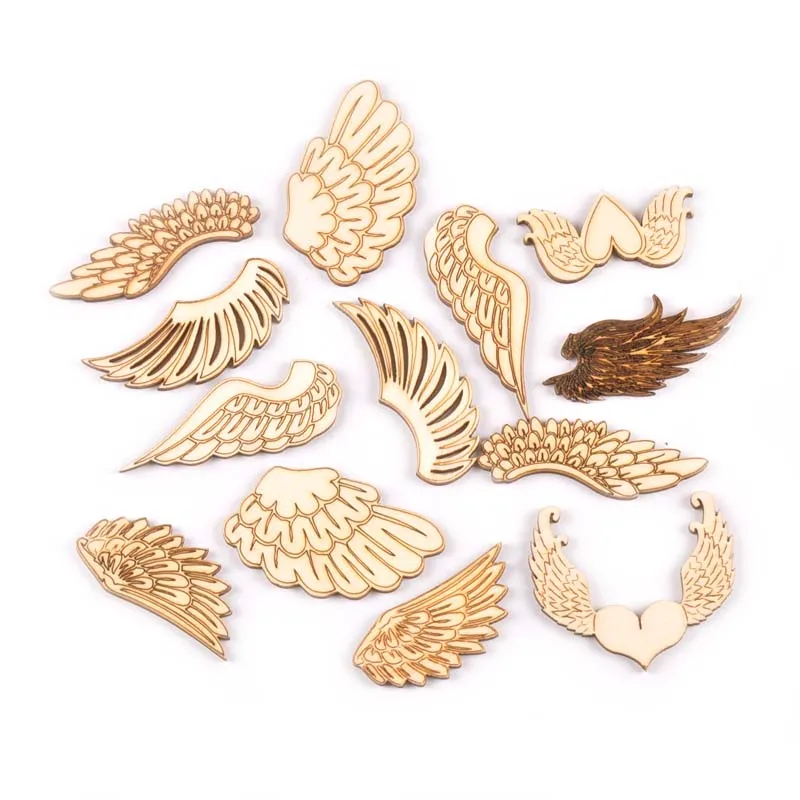 44-55mm 10Pcs Wings Of An Angel Pattern Wood Crafts DIY For Handmade Scrapbook Home Decor Wooden Ornaments Embellishment M2143 | Дом и сад