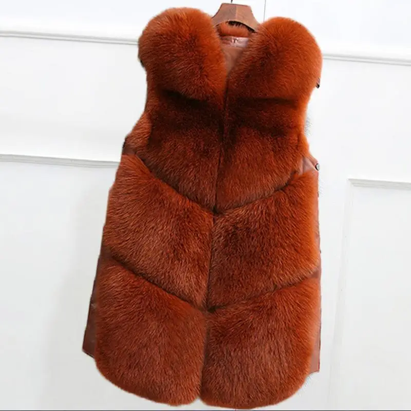 2018 Новый женский модный жилет из искусственного лисьего плюша пальто с мехом